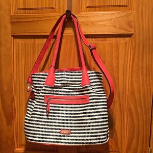 Jessica Simpson Stylish Red and Black Striped Women's Bag